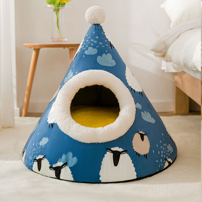 Triangle Mongolian yurt warm sleeping cat pet nest